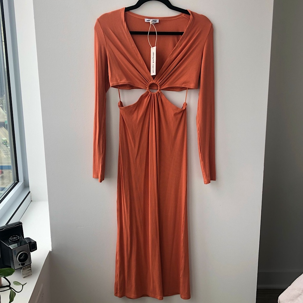 Sexy cutout orange dress